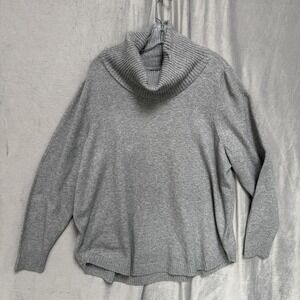 Tahari Sweater Womens 2X Gray Cowl Neck Pullover Stretch Knit Plus Size